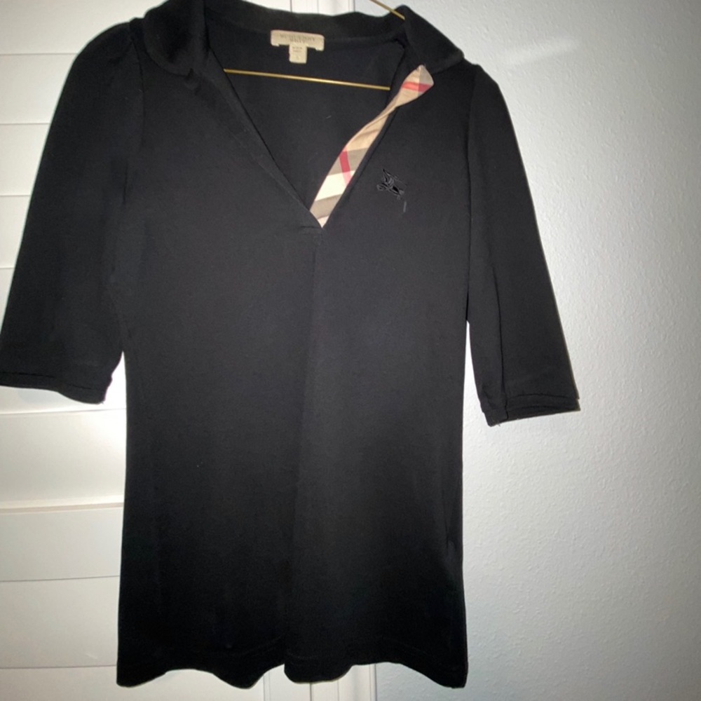 Burberry 3/4 sleeve ‘puff’ shoulder polo. Size small